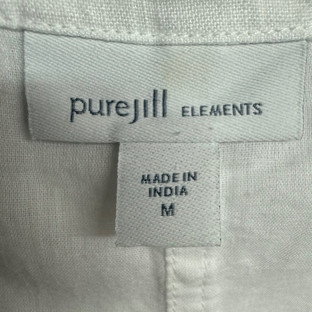 Pure Jill Elements White Linen Embroidered Sleeveless Tunic Dress Medium Coastal - Picture 3 of 15